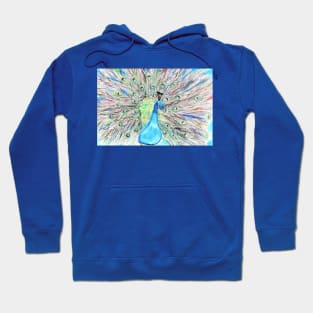 Peacock Watercolour Painting Hoodie